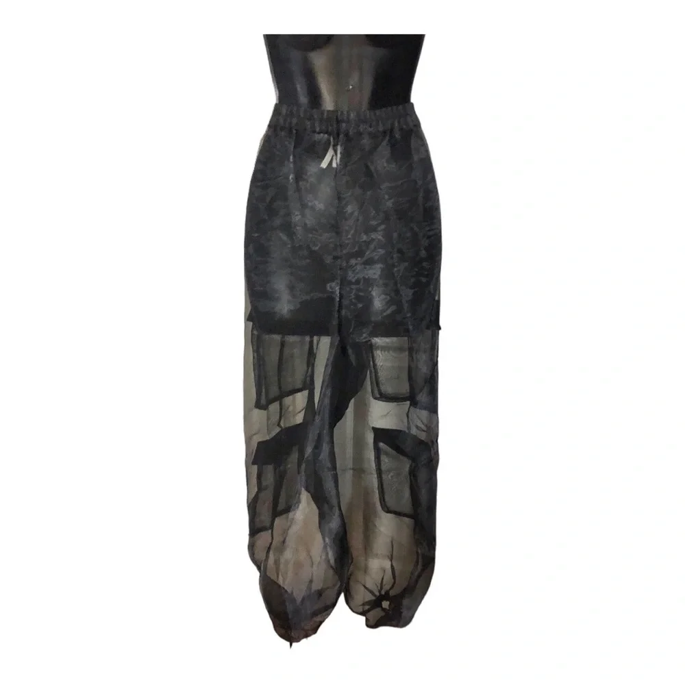 Sheer Black Cargo Harem Pants - Picture 2 of 16